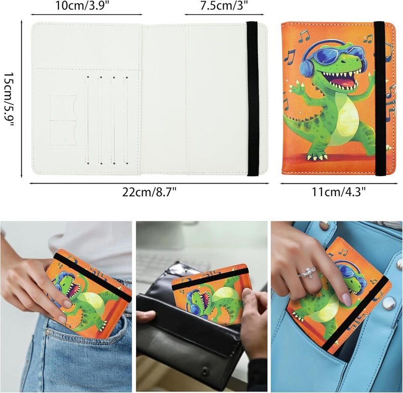 bassyil Dinosaur Passport Holder for Women and Men PU Leather Passport Cover for Travel - Image 5